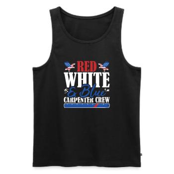 Veteran US Flag Red White & Blue Carpenter Crew - Men's Premium Organic Tank Top - black - Front - AI Model Male 178 light (178cm)
