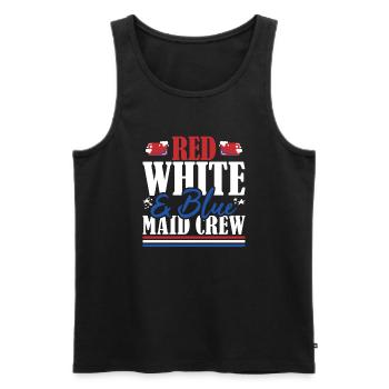 Veteran US Flag Red White & Blue Maid Crew - Men's Premium Organic Tank Top - black - Front - AI Model Male 178 light (178cm)