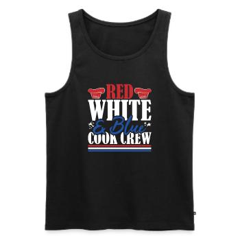 Veteran US Flag Red White & Blue Cook Crew - Men's Premium Organic Tank Top - black - Front - Michal (187cm)