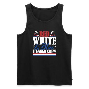 Veteran US Flag Red White & Blue Cleaner Crew - Men's Premium Organic Tank Top - black - Front - AI Model Male 178 light (178cm)
