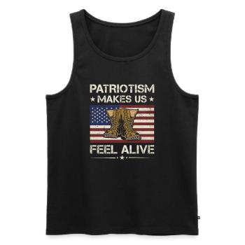 America Patriotism Makes Us Feel Alive Veteran - Männer Premium Bio Tank Top - Schwarz - Vorne - Michal (187cm)