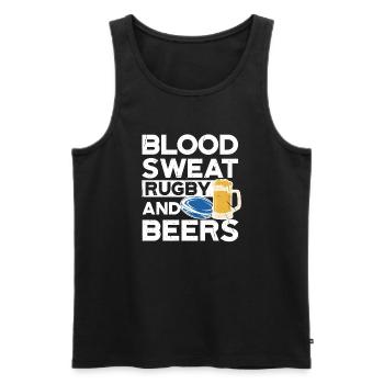 Blood Sweat Rugby et bières Écosse Rugby - Débardeur bio Premium Homme - noir - Devant - Michal (187cm)