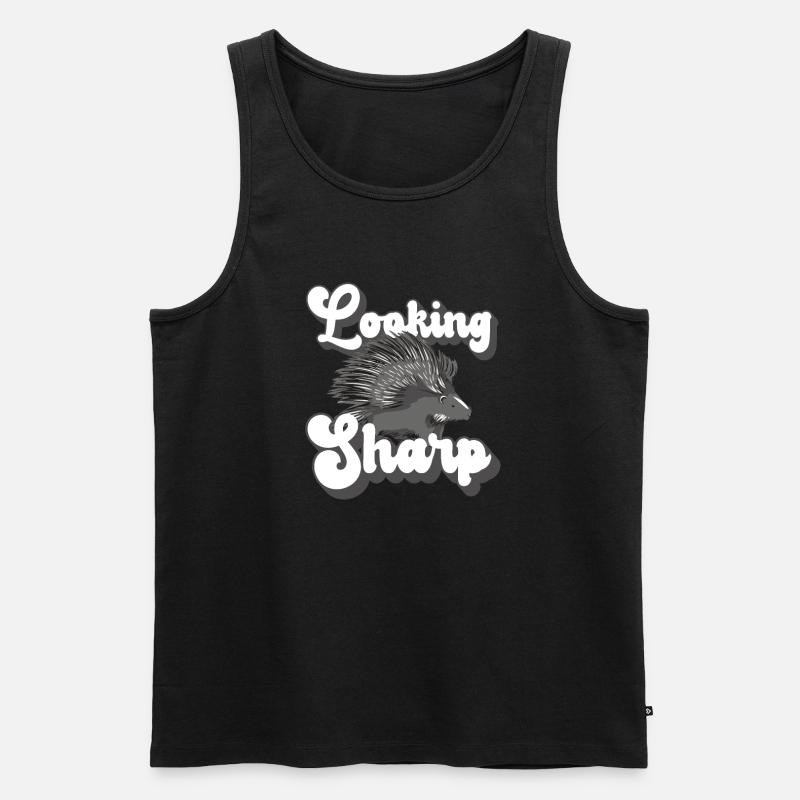 Looking Sharp Porcupine - Männer Premium Bio Tank Top - Schwarz