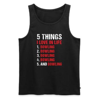 Sport 5 choses que j’aime dans la vie Bowling - Débardeur bio Premium Homme - noir - Devant - Michal (187cm)