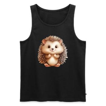 Cute sitting hedgehog - Men's Premium Organic Tank Top - black - Front - AI Model Male 178 light (178cm)