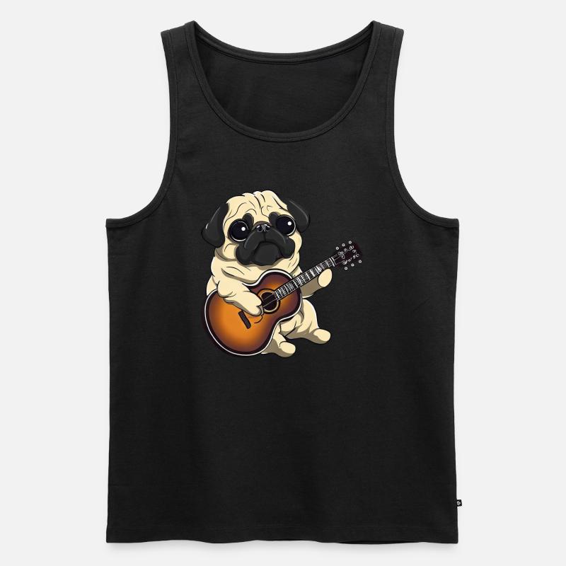 Mops-Gitarrist - Männer Premium Bio Tank Top - Schwarz