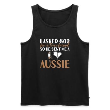 Dog I Asked God For A True Friend Aussie - Men's Premium Organic Tank Top - black - Front - AI Model Male 178 light (178cm)
