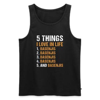 Dog 5 Things I Love In Life Basenji - Men's Premium Organic Tank Top - black - Front - Michal (187cm)