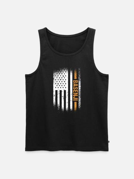 Dog Basenji Us Flag - Men's Premium Organic Tank Top - black
