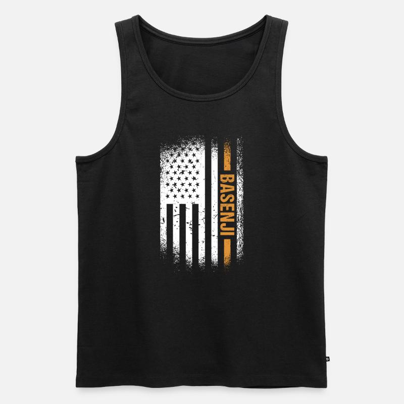 Dog Basenji Us Flag - Männer Premium Bio Tank Top - Schwarz