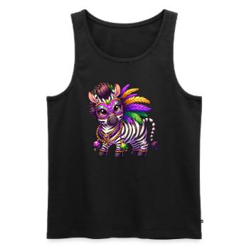 Mardi Gras Zebra Comic Cute - Men's Premium Organic Tank Top - black - Front - Michal (187cm)