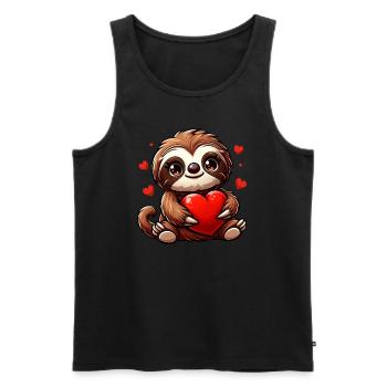 Sloth Love - Perfect for Valentine's Day and - Men's Premium Organic Tank Top - black - Front - Michal (187cm)