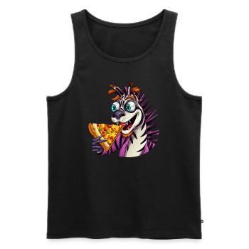 Indulgence des amateurs de pizza zèbre - Débardeur bio Premium Homme - noir - Devant - AI Model Male 178 light (178cm)