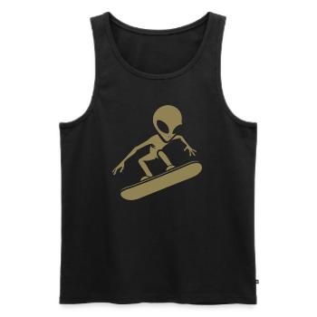 Minimalist Design: Alien Snowboarder Silhoue - Men's Premium Organic Tank Top - black - Front - Michal (187cm)