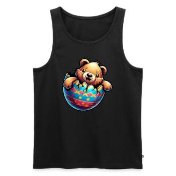 Easter Bear Hatches from Easter Egg: Sweets - Men's Premium Organic Tank Top - black - Front - AI Model Male 178 light (178cm)