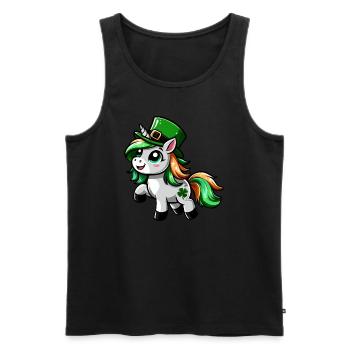 St. Patrick's Unicorn Cartoon - Men's Premium Organic Tank Top - black - Front - Michal (187cm)