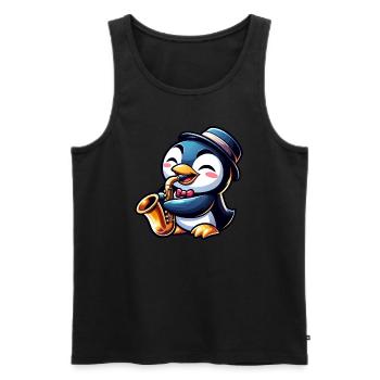 Pinguin Saxofon Jazz Musiker Saxofonist - Männer Premium Bio Tank Top - Schwarz - Vorne - Michal (187cm)