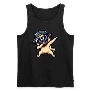 Cool Pug Dab Pose Funny - Men's Premium Organic Tank Top - black - Front - AI Model Male 178 light (178cm)