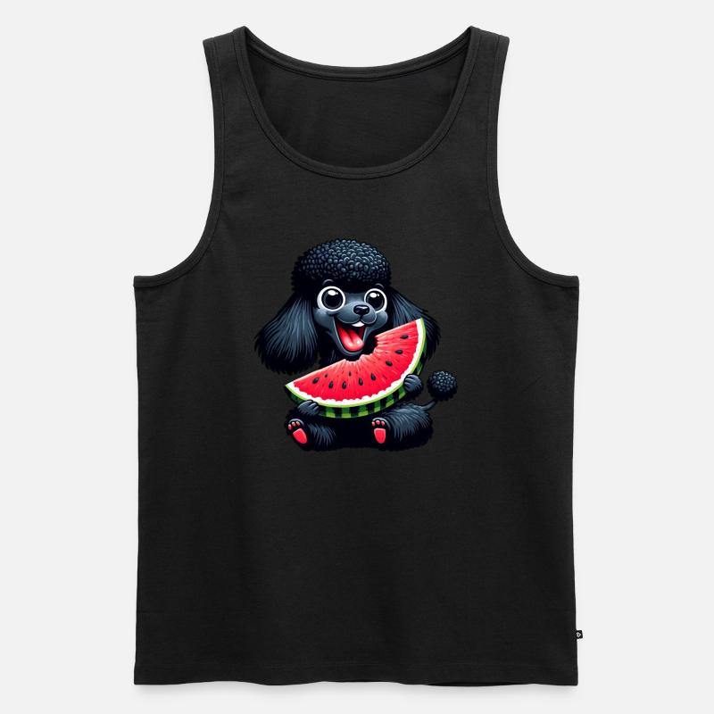 Pudel mit Wassermelone Sommerdesign - Männer Premium Bio Tank Top - Schwarz