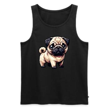 Hund Mops Polygon Geometrisch Design - Männer Premium Bio Tank Top - Schwarz - Vorne - AI Model Male 178 light (178cm)