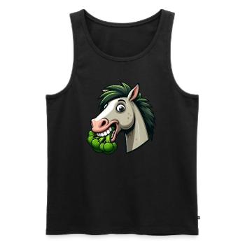 Chien Cheval Brocoli Cheveux Verts Vegan - Débardeur bio Premium Homme - noir - Devant - Michal (187cm)