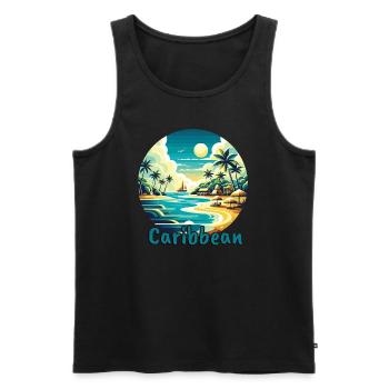 Vacances dans les Caraïbes Plage américaine - Débardeur bio Premium Homme - noir - Devant - Michal (187cm)