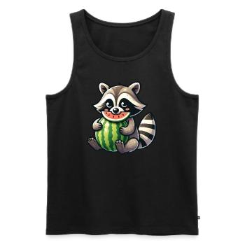 Waschbär Mit Wassermelone Fruchtig Lustig - Männer Premium Bio Tank Top - Schwarz - Vorne - Michal (187cm)