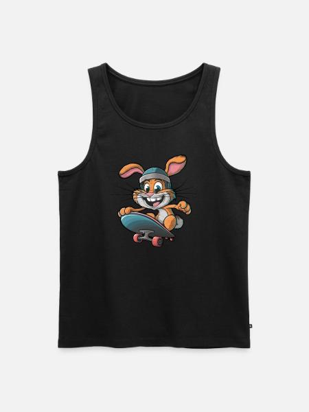 Cute Rabbit Skateboard Skateboarder Funny - Men's Premium Organic Tank Top - black