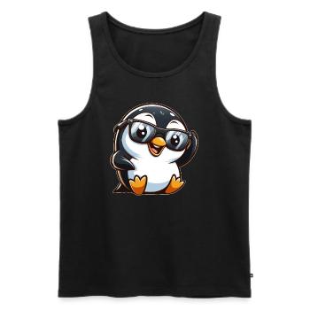 Cooler Pinguin Sonnenbrille Cartoon Spaßig - Männer Premium Bio Tank Top - Schwarz - Vorne - AI Model Male 178 light (178cm)
