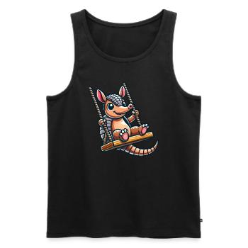 Funny Armadillo Swing Cartoon Playground - Men's Premium Organic Tank Top - black - Front - AI Model Male 178 light (178cm)