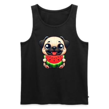 Cute Dog Pug Watermelon Summer Fruit Melon - Men's Premium Organic Tank Top - black - Front - Michal (187cm)