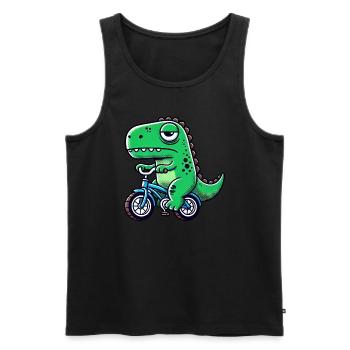 Funny dino T-Rex on bike Bizarre and - Men's Premium Organic Tank Top - black - Front - Michal (187cm)