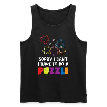 Funny Puzzle Lover - Men's Premium Organic Tank Top - black - Front - AI Model Male 178 light (178cm)