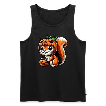 Mignon Halloween écureuil citrouille dessin animé - Débardeur bio Premium Homme - noir - Devant - Michal (187cm)