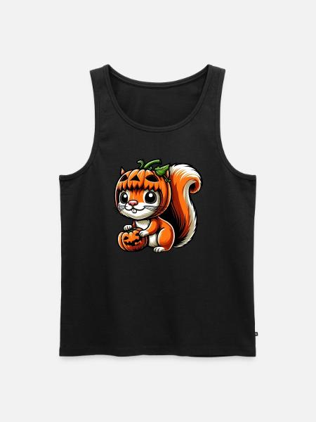 Cute Halloween Squirrel Pumpkin Cartoon - Men's Premium Organic Tank Top - black