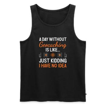 Geocacher A Day Without Geocaching - Men's Premium Organic Tank Top - black - Front - AI Model Male 178 light (178cm)