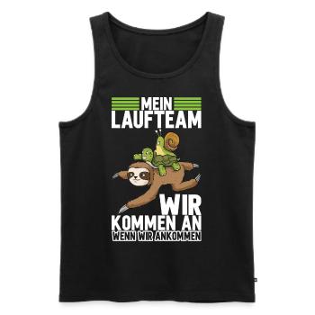 Joggen Sport Lustiger Spruch - Männer Premium Bio Tank Top - Schwarz - Vorne - Michal (187cm)