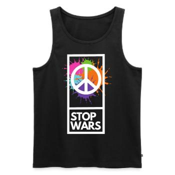 Stoppt Kriege #2 - Männer Premium Bio Tank Top - Schwarz - Vorne - Michal (187cm)