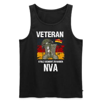 Stolzer NVA Veteran der DDR Armee - Männer Premium Bio Tank Top - Schwarz - Vorne - Michal (187cm)