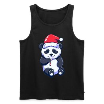 Panda mignon avec chapeau de père Noël - Débardeur bio Premium Homme - noir - Devant - AI Model Male 178 light (178cm)