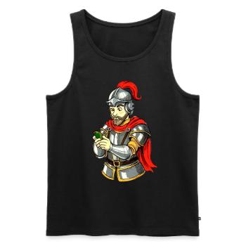 Knight with smartphone - Men's Premium Organic Tank Top - black - Front - AI Model Male 178 light (178cm)
