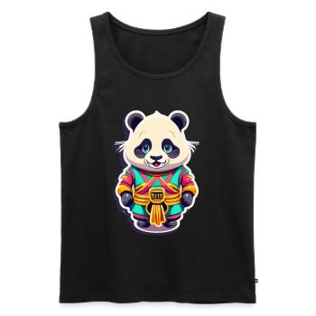 Panda porte-bonheur - Débardeur bio Premium Homme - noir - Devant - AI Model Male 178 light (178cm)