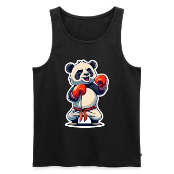 Boxe Panda - Débardeur bio Premium Homme - noir - Devant - Michal (187cm)
