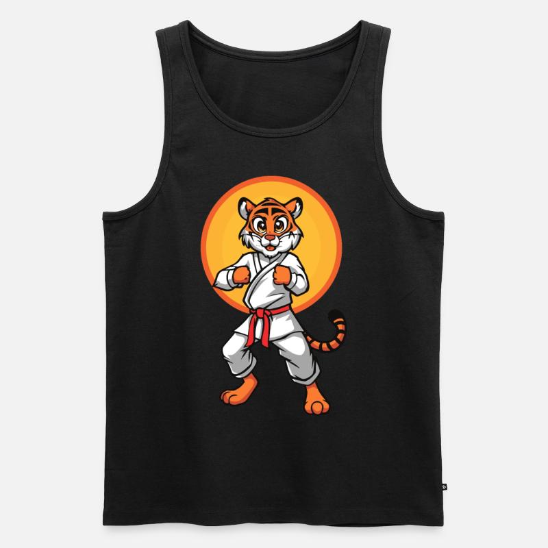 Karate Tiger - Männer Premium Bio Tank Top - Schwarz