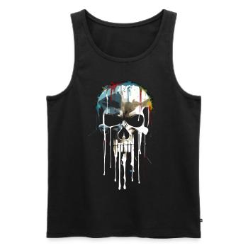 Crâne Crâne Mort Dégoulinant Peinture - Débardeur bio Premium Homme - noir - Devant - Michal (187cm)