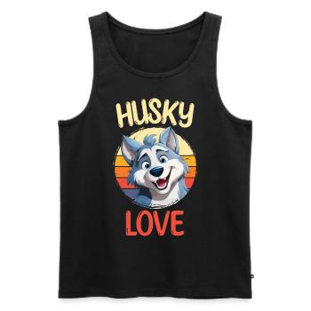 Husky Liebe Hund Schlittenhund Hunderasse Winter - Männer Premium Bio Tank Top - Schwarz - Vorne - Michal (187cm)