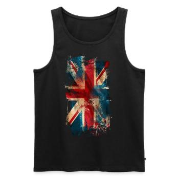 Vintage Union Jack - Männer Premium Bio Tank Top - Schwarz - Vorne - Michal (187cm)