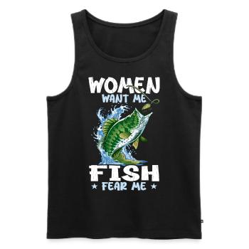 Women Want Me Fish Fear Me - Men's Premium Organic Tank Top - black - Front - Michal (187cm)