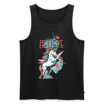 Unicorn Faith Vintage Retro Colorful Modern Trend - Men's Premium Organic Tank Top - black - Front - Michal (187cm)