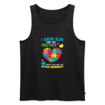 I Wear Blue For My Brother Autism Awareness - Men's Premium Organic Tank Top - black - Front - Michal (187cm)
